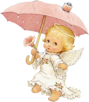 a spring angel with umbrella